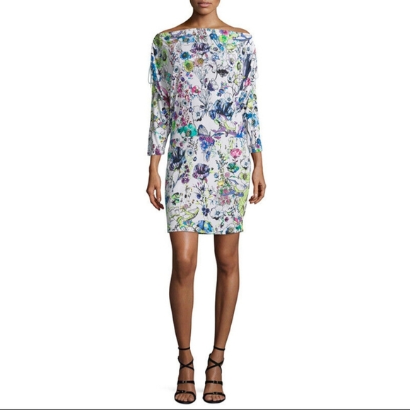 Roberto Cavalli Luxury White Jersey Astro Garden Floral Robot Dress MSRP $1190 - Picture 7 of 14